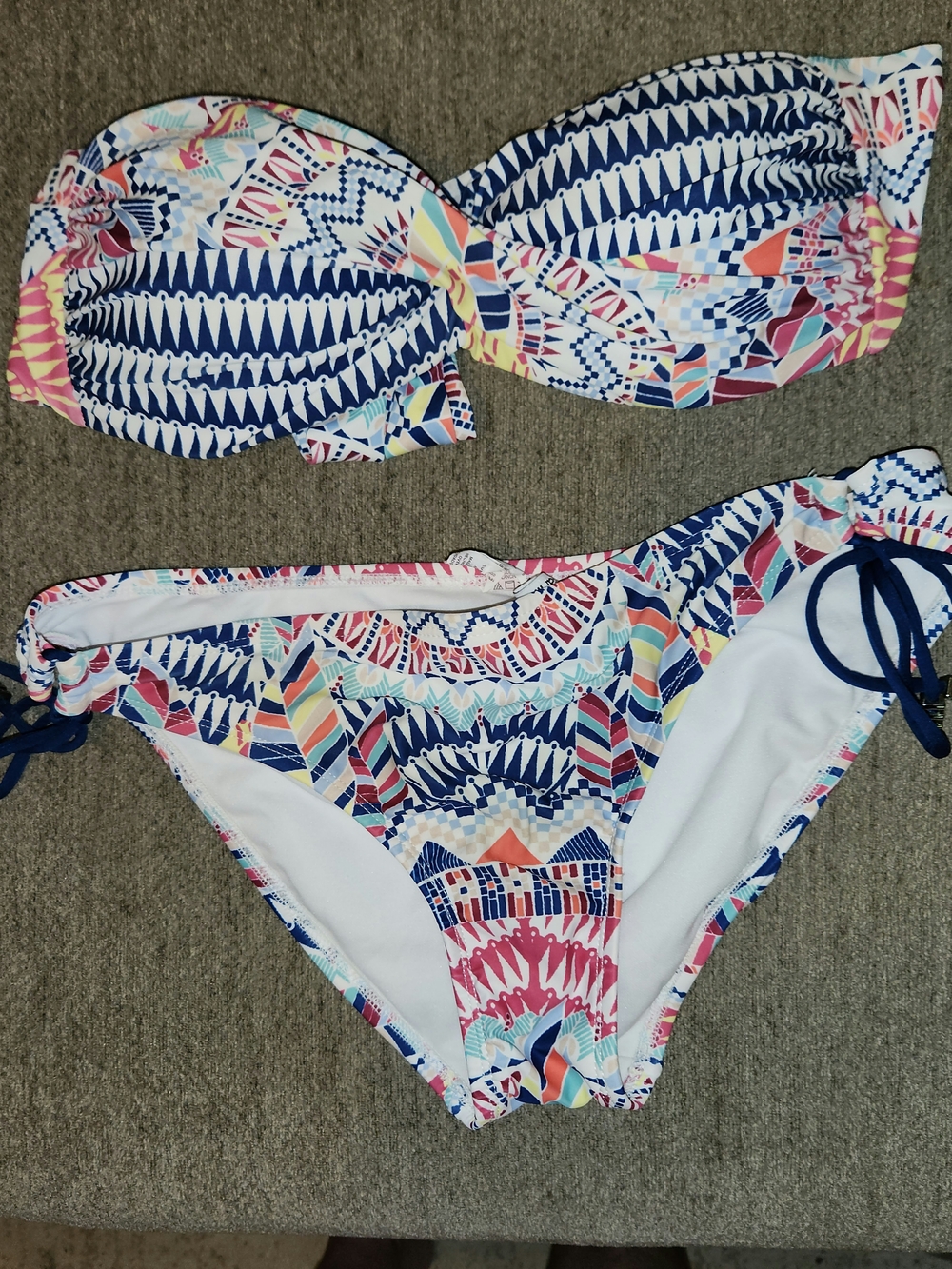 Bar III Hardware Accented Talula Print Bikini Top M-Bottoms L